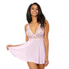 Stretch Lace Babydoll w/G-String Lilac MD
