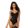 Stretch Mesh Bustier w/Underwire & Padded Cups Black XXL