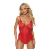 =Shadow Stripe Knit & Lace Teddy Red XL