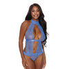 Lace & Mesh Halter Neck Teddy Periwinkle XXL