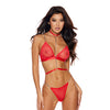 '=Sheer Mesh Bra w/Chain Detail & Panty Red MD