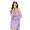 Sheer Mesh & Stretch Lace Robe & Chemise Set Lilac SM