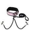 Spartacus Faux Leather Collar & Leash w/Black Nipple Clamps