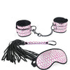 Spartacus Faux Leather Wrist Restraints Blindfold & Flogger Bondage Kit - Assorted Colors