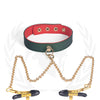Spartacus PU Collar w/Nipple Clamps - Green