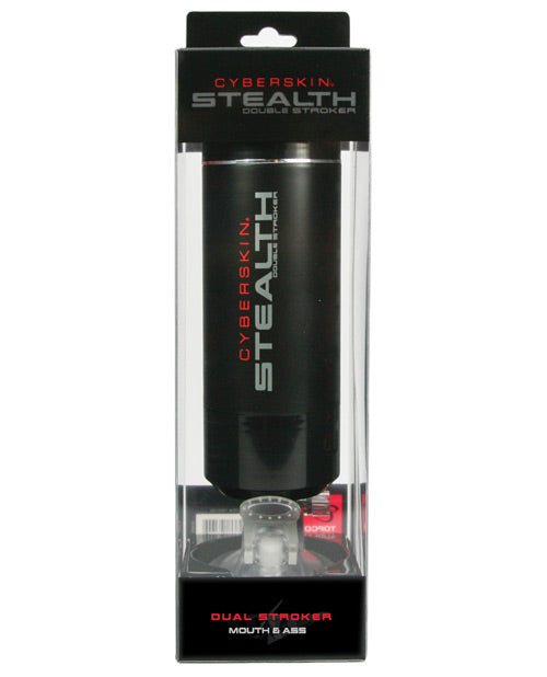 CyberSkin Stealth Dual Stroker Mouth & Anal - Black