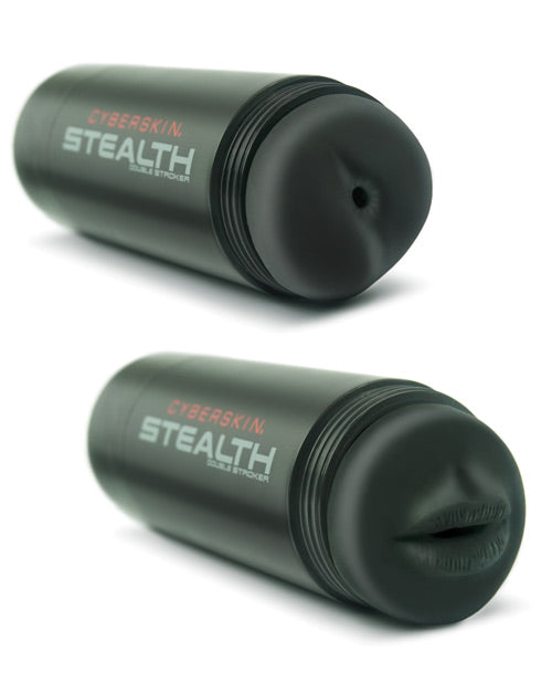 CyberSkin Stealth Dual Stroker Mouth & Anal - Black