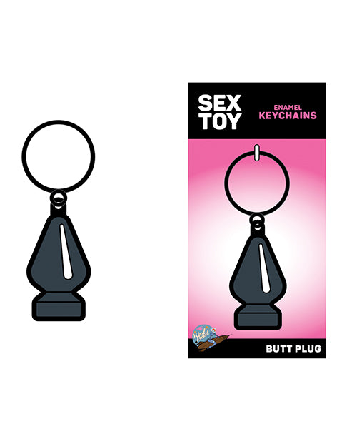 Wood Rocket Butt Plug Keychain - Black