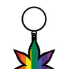 Wood Rocket Rainbow Leaf Keychain - Rainbow