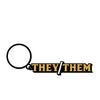 Wood Rocket They/Them Keychain - Black/Gold