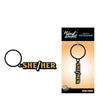 Wood Rocket She/Her Keychain - Black/Gold