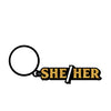 Wood Rocket She/Her Keychain - Black/Gold