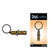 Wood Rocket He/Him Keychain - Black/Gold