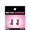 Wood Rocket Sex Toy Dildo Earrings - Pink Glitter