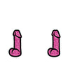 Wood Rocket Sex Toy Dildo Earrings - Pink Glitter