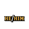 Wood Rocket He/Him Pin - Black/Gold