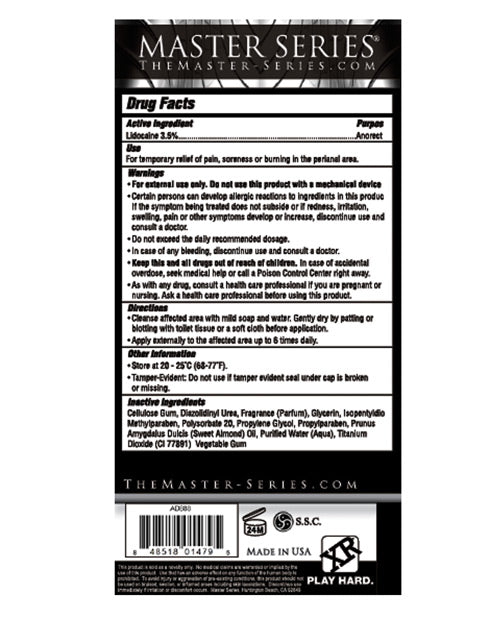 NO ETA Master Series Jizz Cum Anal Desensitizing Lube - 8.5 oz