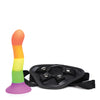 Strap U Proud Silicone Dildo w/Harness - Rainbow