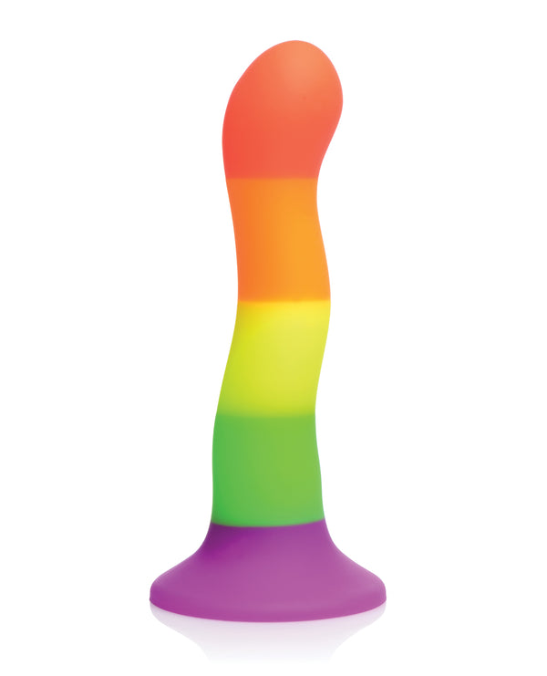 Strap U Proud Silicone Dildo w/Harness - Rainbow