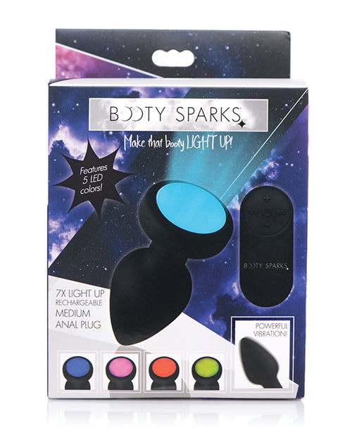 Booty Sparks Silicone Vibrating LED Plug - Medium