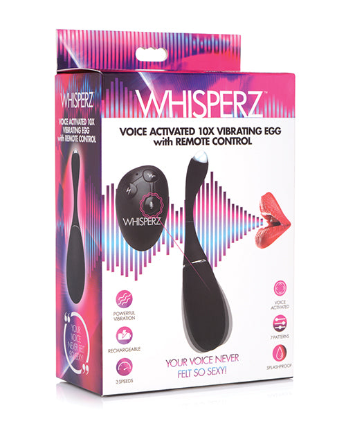 Whisper^ Voice Activated 10x Vibrating Egg w/Remote Control - Black
