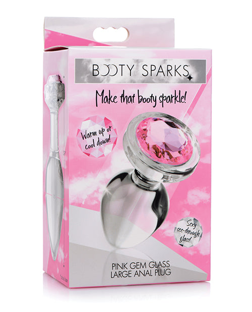 Booty Sparks Pink Gem Glass Anal Plug - Large