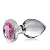 Booty Sparks Pink Gem Glass Anal Plug - Large