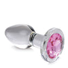 Booty Sparks Pink Gem Glass Anal Plug - Small