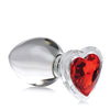 Booty Sparks Red Heart Gem Glass Anal Plug - Large