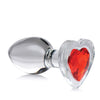 Booty Sparks Red Heart Gem Glass Anal Plug - Medium