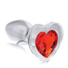 Booty Sparks Red Heart Gem Glass Anal Plug - Small