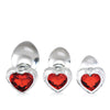 Booty Sparks Red Heart Gem Glass Anal Plug Set