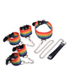 Master Series Kinky Pride Rainbow Bondage Set - Wrist & Ankle Cuffs & Collar w/Leash