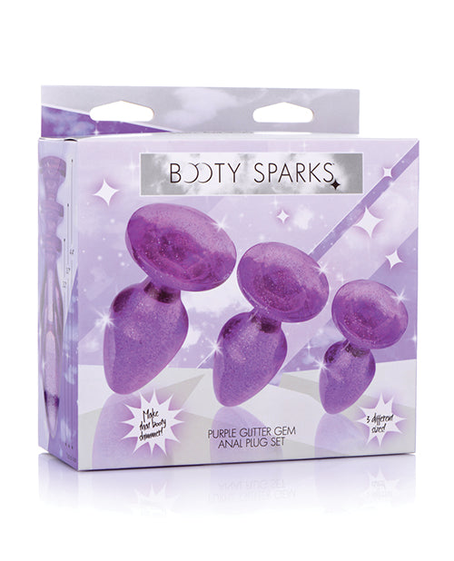 Booty Sparks Glitter Gem Anal Plug Set - Purple