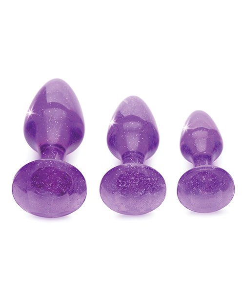 Booty Sparks Glitter Gem Anal Plug Set - Purple