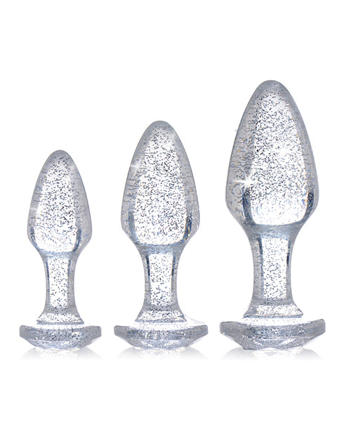 Booty Sparks Glitter Gem Anal Plug Set - Silver