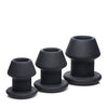 Master Series Gape-Grommets 3 pc Hollow Silicone Anal Dilator Set - Black