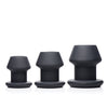 Master Series Gape-Grommets 3 pc Hollow Silicone Anal Dilator Set - Black