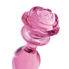 Booty Sparks Pink Rose Glass Anal Plug - Large