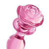 Booty Sparks Pink Rose Glass Anal Plug - Medium