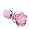 Booty Sparks Pink Rose Glass Anal Plug - Medium