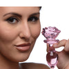 Booty Sparks Pink Rose Glass Anal Plug - Medium