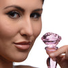 Booty Sparks Pink Rose Glass Anal Plug - Small