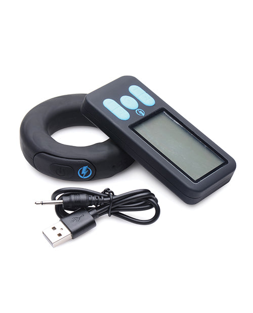 Zeus Electrosex E-Stim Pro Silicone Vibrating Cock Ring w/Remote - Black