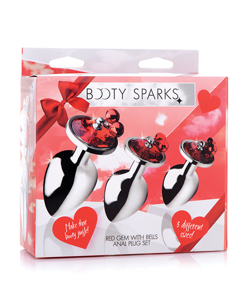 Booty Sparks Red Gem w/Bells Anal Plug Set