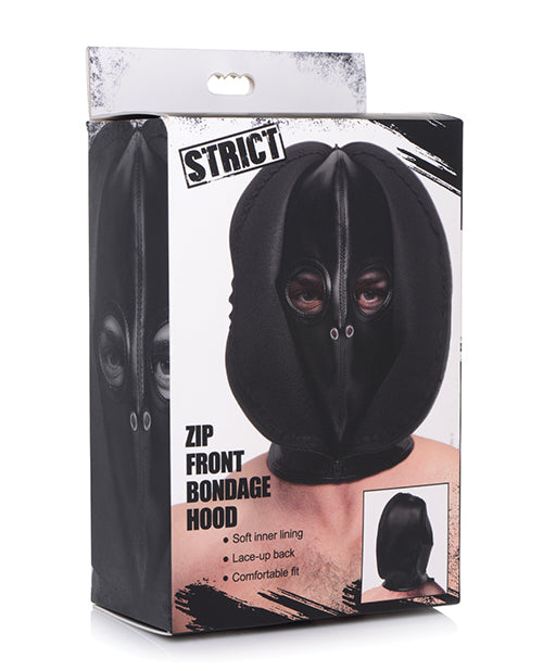 Strict Zip Front Bondage Hood - Black