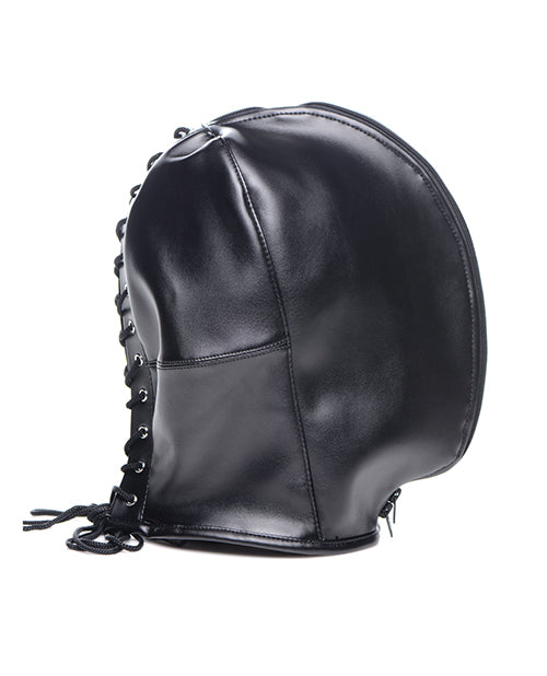 Strict Zip Front Bondage Hood - Black