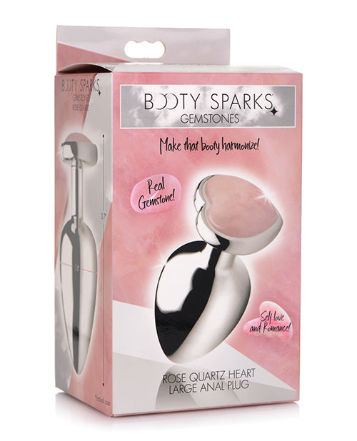 Booty Sparks Gemstones Rose Quartz Heart Anal Plug - Large