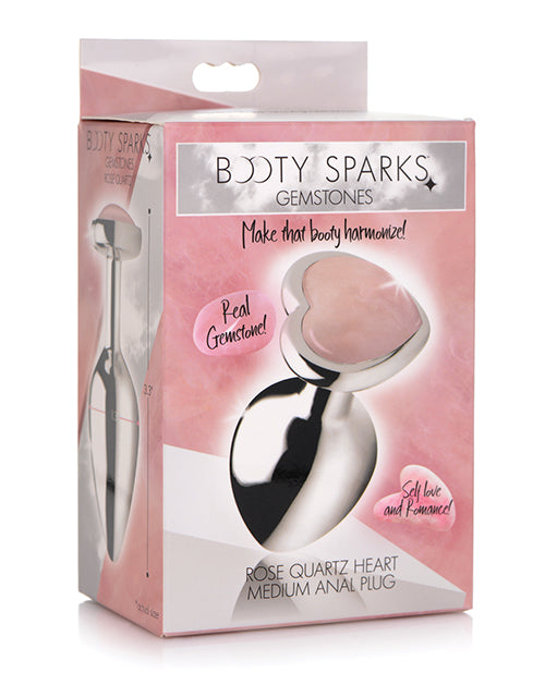 Booty Sparks Gemstones Rose Quartz Heart Anal Plug - Medium