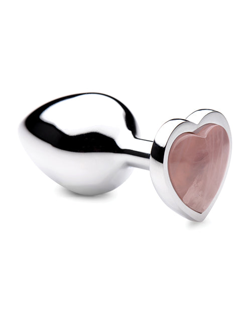 Booty Sparks Gemstones Rose Quartz Heart Anal Plug - Medium